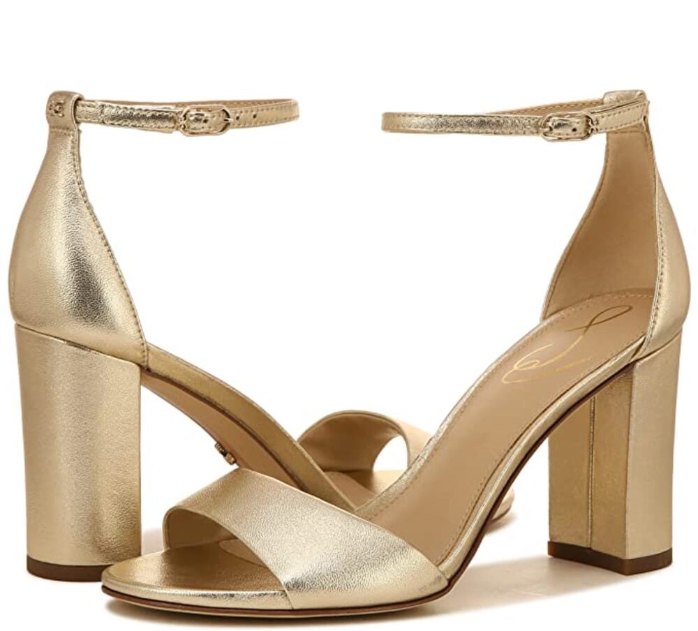 Sam Edelman Womens Robyn Heeled Sandals Size 11 M EU 42 Gold Patent Leather NWOB
